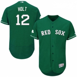 Mens Majestic Boston Red Sox 12 Brock Holt Green Celtic Flexbase Authentic Collection MLB Jersey