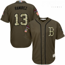 Mens Majestic Boston Red Sox 13 Hanley Ramirez Authentic Green Salute to Service 2018 World Series Champions MLB Jersey