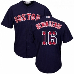 Mens Majestic Boston Red Sox 16 Andrew Benintendi Authentic Navy Blue Team Logo Fashion Cool Base MLB Jersey