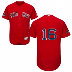 Mens Majestic Boston Red Sox 16 Andrew Benintendi Red Alternate Flex Base Authentic Collection 2018 World Series Jersey 