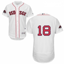 Mens Majestic Boston Red Sox 18 Mitch Moreland White Home Flex Base Authentic Collection 2018 World Series Jersey 