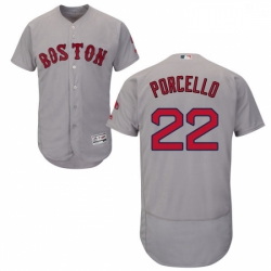 Mens Majestic Boston Red Sox 22 Rick Porcello Grey Road Flex Base Authentic Collection MLB Jersey