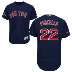 Mens Majestic Boston Red Sox 22 Rick Porcello Navy Blue Alternate Flex Base Authentic Collection 2018 World Series Jersey