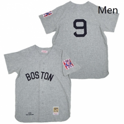 Mens Mitchell and Ness 1939 Boston Red Sox 9 Ted Williams Authentic Grey Throwback MLB Jersey