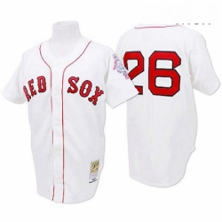 Mens Mitchell and Ness 1987 Boston Red Sox 26 Wade Boggs Replica White Throwback MLB Jersey