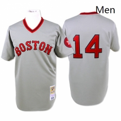 Mens Mitchell and Ness Boston Red Sox 14 Jim Rice Replica Grey Throwback MLB Jersey