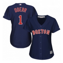 Womens Majestic Boston Red Sox 1 Bobby Doerr Authentic Navy Blue Alternate Road MLB Jersey