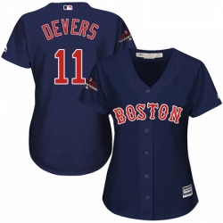 Womens Majestic Boston Red Sox 11 Rafael Devers Authentic Navy Blue Alternate Road 2018 World Series Champions MLB Jersey 