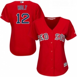 Womens Majestic Boston Red Sox 12 Brock Holt Replica Red Alternate Home MLB Jersey