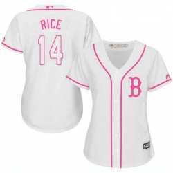 Womens Majestic Boston Red Sox 14 Jim Rice Replica White Fashion MLB Jersey