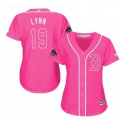 Womens Majestic Boston Red Sox 19 Fred Lynn Authentic Pink Fashion 2018 World Series Champions MLB Jersey