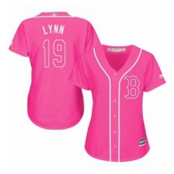 Womens Majestic Boston Red Sox 19 Fred Lynn Authentic Pink Fashion MLB Jersey