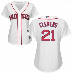 Womens Majestic Boston Red Sox 21 Roger Clemens Replica White Home MLB Jersey