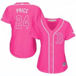 Womens Majestic Boston Red Sox 24 David Price Authentic Pink Fashion MLB Jersey