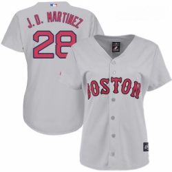 Womens Majestic Boston Red Sox 28 J D Martinez Authentic Grey Road MLB Jersey 