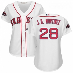 Womens Majestic Boston Red Sox 28 j D Martinez Authentic White Home 2018 World Series Champions MLB Jerse