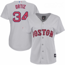 Womens Majestic Boston Red Sox 34 David Ortiz Authentic Grey MLB Jersey