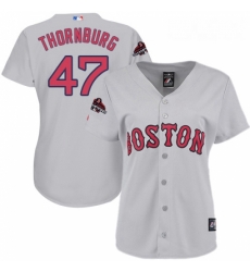 Womens Majestic Boston Red Sox 47 Tyler Thornburg Authentic Grey Road 2018 World Series Champions MLB Jersey