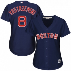 Womens Majestic Boston Red Sox 8 Carl Yastrzemski Replica Navy Blue Alternate Road MLB Jersey