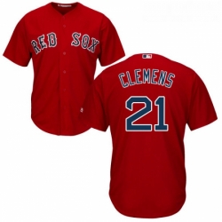 Youth Majestic Boston Red Sox 21 Roger Clemens Replica Red Alternate Home Cool Base MLB Jersey