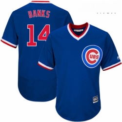 Mens Majestic Chicago Cubs 14 Ernie Banks Replica Royal Blue Cooperstown Cool Base MLB Jersey