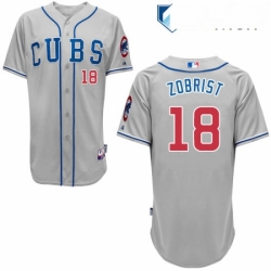 Mens Majestic Chicago Cubs 18 Ben Zobrist Replica Grey Alternate Road Cool Base MLB Jersey