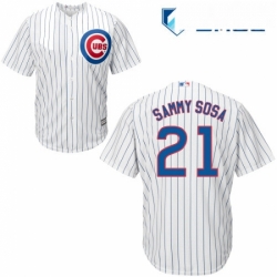 Mens Majestic Chicago Cubs 21 Sammy Sosa Replica White Home Cool Base MLB Jersey