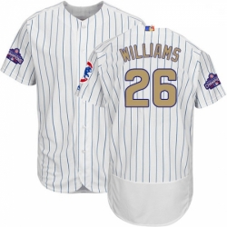 Mens Majestic Chicago Cubs 26 Billy Williams Authentic White 2017 Gold Program Flex Base MLB Jersey