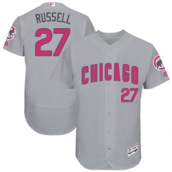 Mens Majestic Chicago Cubs 27 Addison Russell Grey Mothers Day Flexbase Authentic Collection MLB Jersey