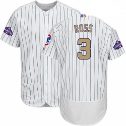 Mens Majestic Chicago Cubs 3 David Ross White 2017 Gold Program Flexbase Authentic Collection MLB Jersey