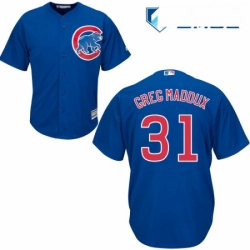 Mens Majestic Chicago Cubs 31 Greg Maddux Replica Royal Blue Alternate Cool Base MLB Jersey