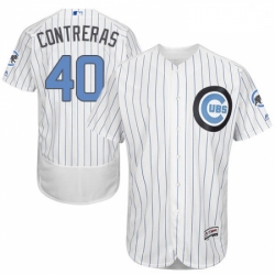 Mens Majestic Chicago Cubs 40 Willson Contreras Authentic White 2016 Fathers Day Fashion Flex Base MLB Jersey