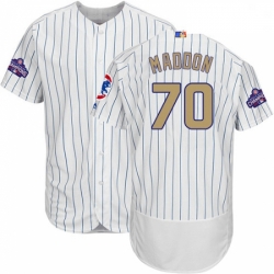 Mens Majestic Chicago Cubs 70 Joe Maddon Authentic White 2017 Gold Program Flex Base MLB Jersey