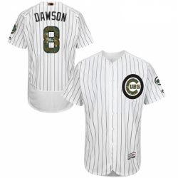 Mens Majestic Chicago Cubs 8 Andre Dawson Authentic White 2016 Memorial Day Fashion Flex Base MLB Jersey