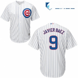 Mens Majestic Chicago Cubs 9 Javier Baez Replica White Home Cool Base MLB Jersey