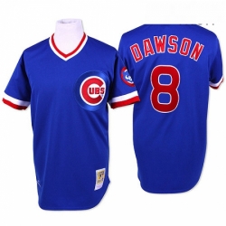 Mens Mitchell and Ness Chicago Cubs 8 Andre Dawson Replica Blue Throwback MLB Jersey