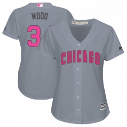 Womens Majestic Chicago Cubs 34 Kerry Wood Authentic Grey Mothers Day Cool Base MLB Jersey