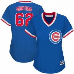 Womens Majestic Chicago Cubs 62 Jose Quintana Authentic Royal Blue Cooperstown MLB Jersey 