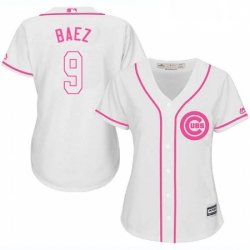 Womens Majestic Chicago Cubs 9 Javier Baez Authentic White Fashion MLB Jersey