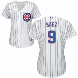 Womens Majestic Chicago Cubs 9 Javier Baez Authentic White Home Cool Base MLB Jersey