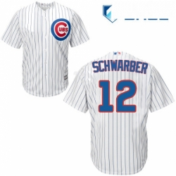 Youth Majestic Chicago Cubs 12 Kyle Schwarber Authentic White Home Cool Base MLB Jersey