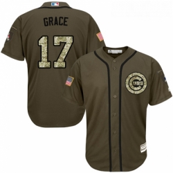 Youth Majestic Chicago Cubs 17 Mark Grace Replica Green Salute to Service MLB Jersey