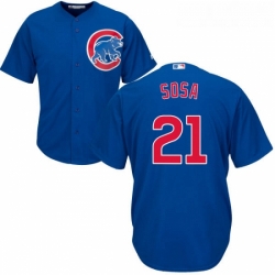 Youth Majestic Chicago Cubs 21 Sammy Sosa Replica Royal Blue Alternate Cool Base MLB Jersey