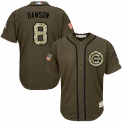 Youth Majestic Chicago Cubs 8 Andre Dawson Authentic Green Salute to Service MLB Jersey