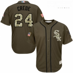 Mens Majestic Chicago White Sox 24 Joe Crede Replica Green Salute to Service MLB Jersey