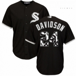 Mens Majestic Chicago White Sox 24 Matt Davidson Authentic Black Team Logo Fashion Cool Base MLB Jersey 