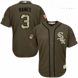 Mens Majestic Chicago White Sox 3 Harold Baines Authentic Green Salute to Service MLB Jersey