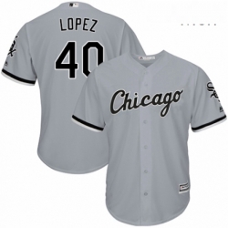 Mens Majestic Chicago White Sox 40 Reynaldo Lopez Replica Grey Road Cool Base MLB Jersey 