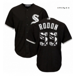 Mens Majestic Chicago White Sox 55 Carlos Rodon Authentic Black Team Logo Fashion Cool Base MLB Jersey