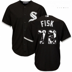 Mens Majestic Chicago White Sox 72 Carlton Fisk Authentic Black Team Logo Fashion Cool Base MLB Jersey